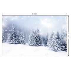 LB0163 Snow Mountain Christmas Trees Theme Backdrop