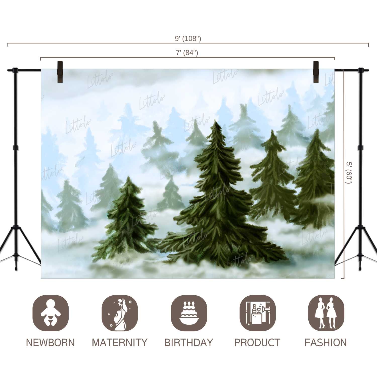 LB0188 Winter Mountain Trees Theme Backdrop