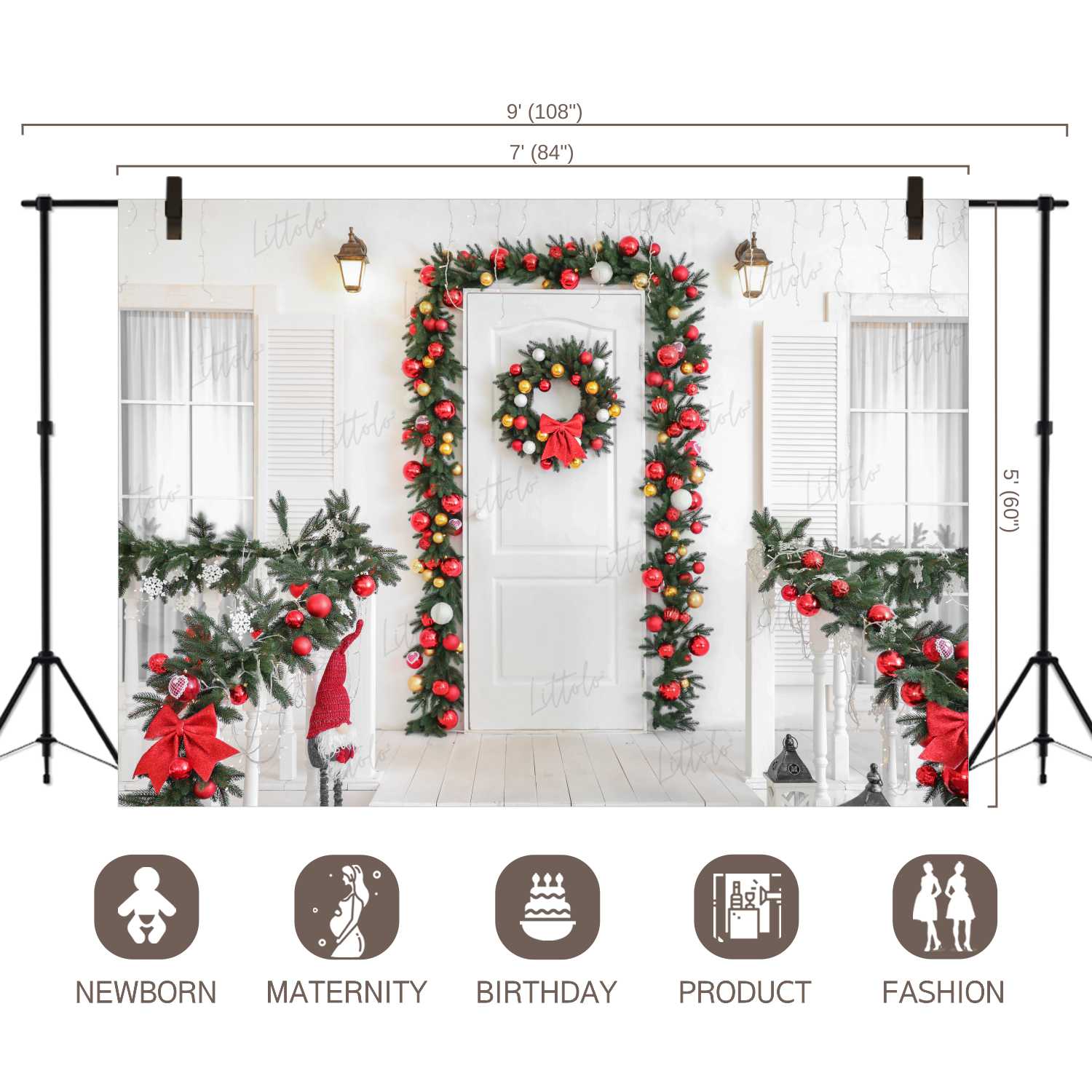 LB0190 Christmas Doorway Festivals and Seasons Backdrop