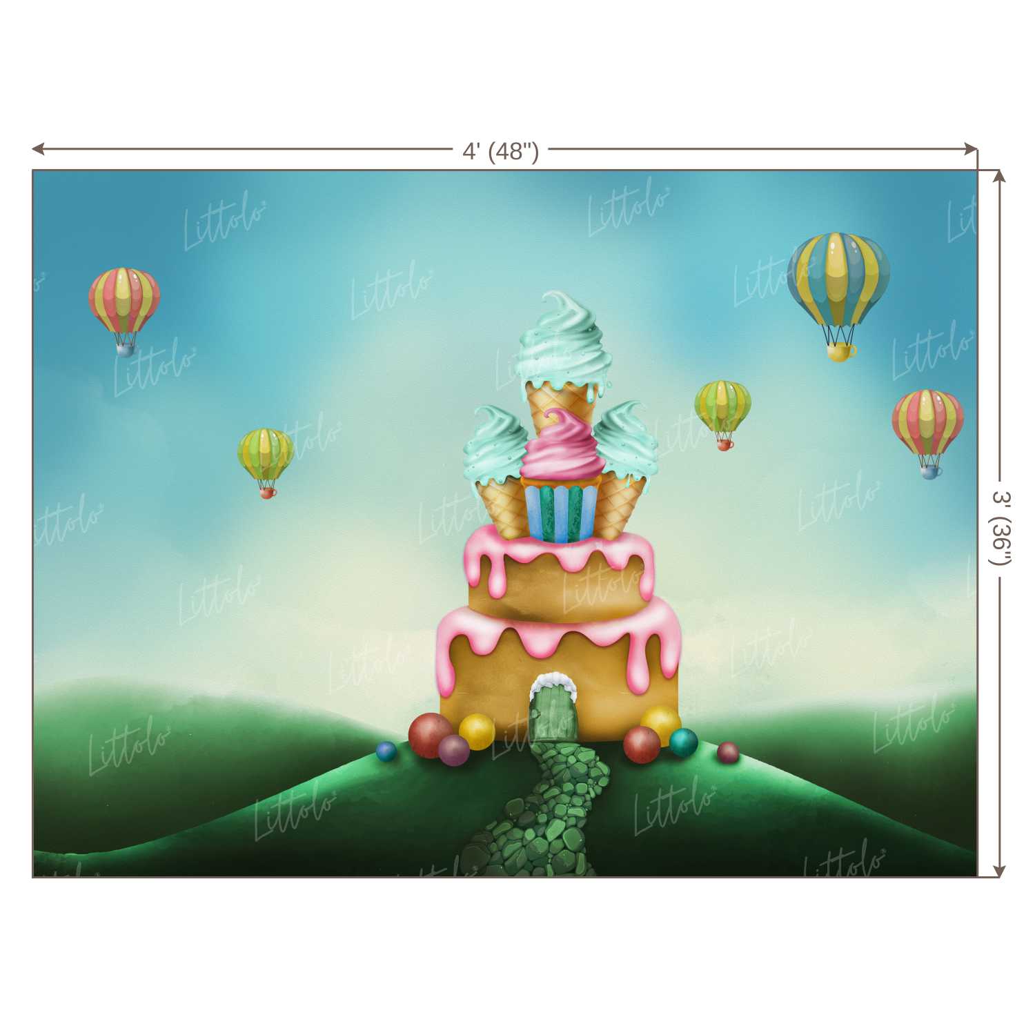 LB0194 Birthday Cake House Theme Backdrop