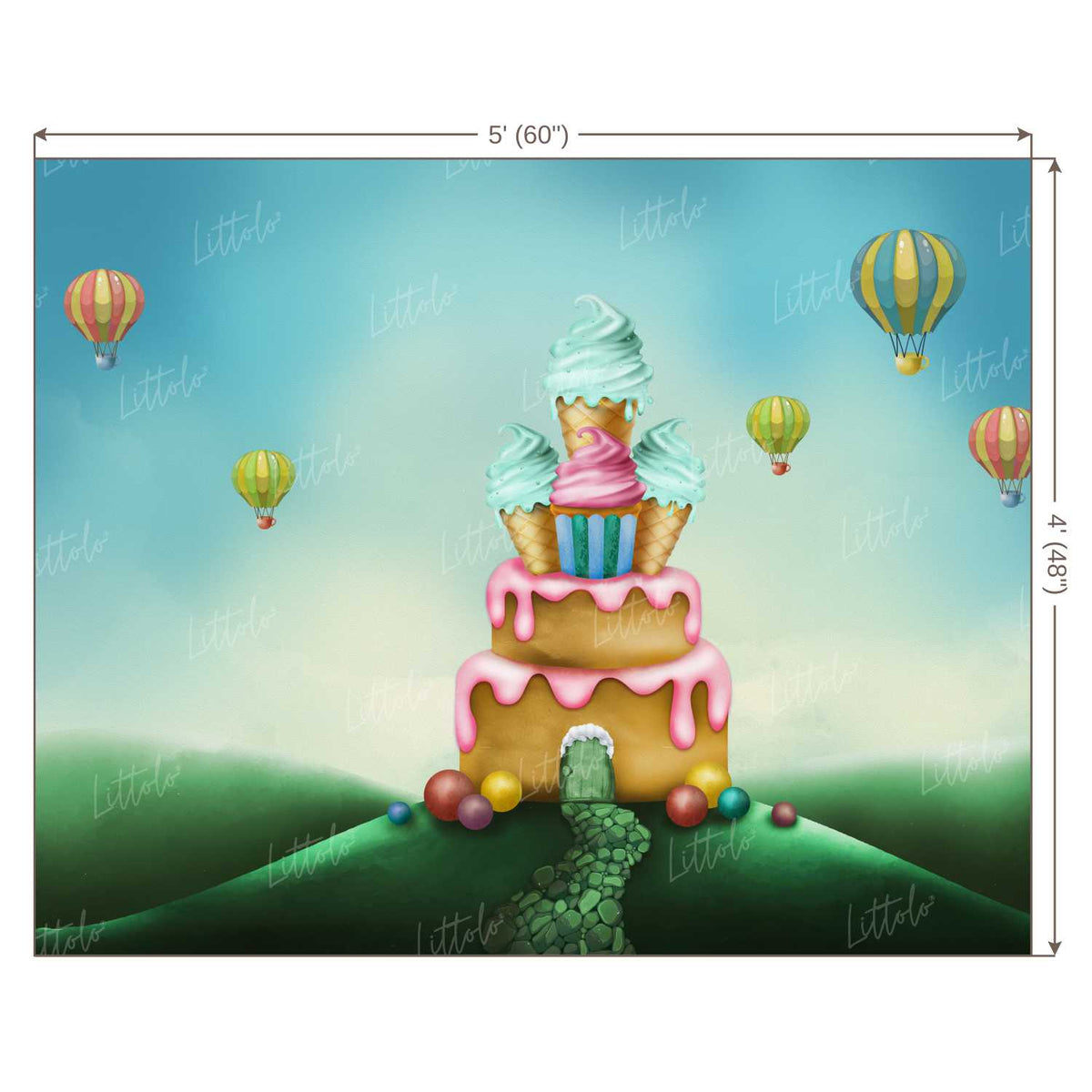 LB0194 Birthday Cake House Theme Backdrop