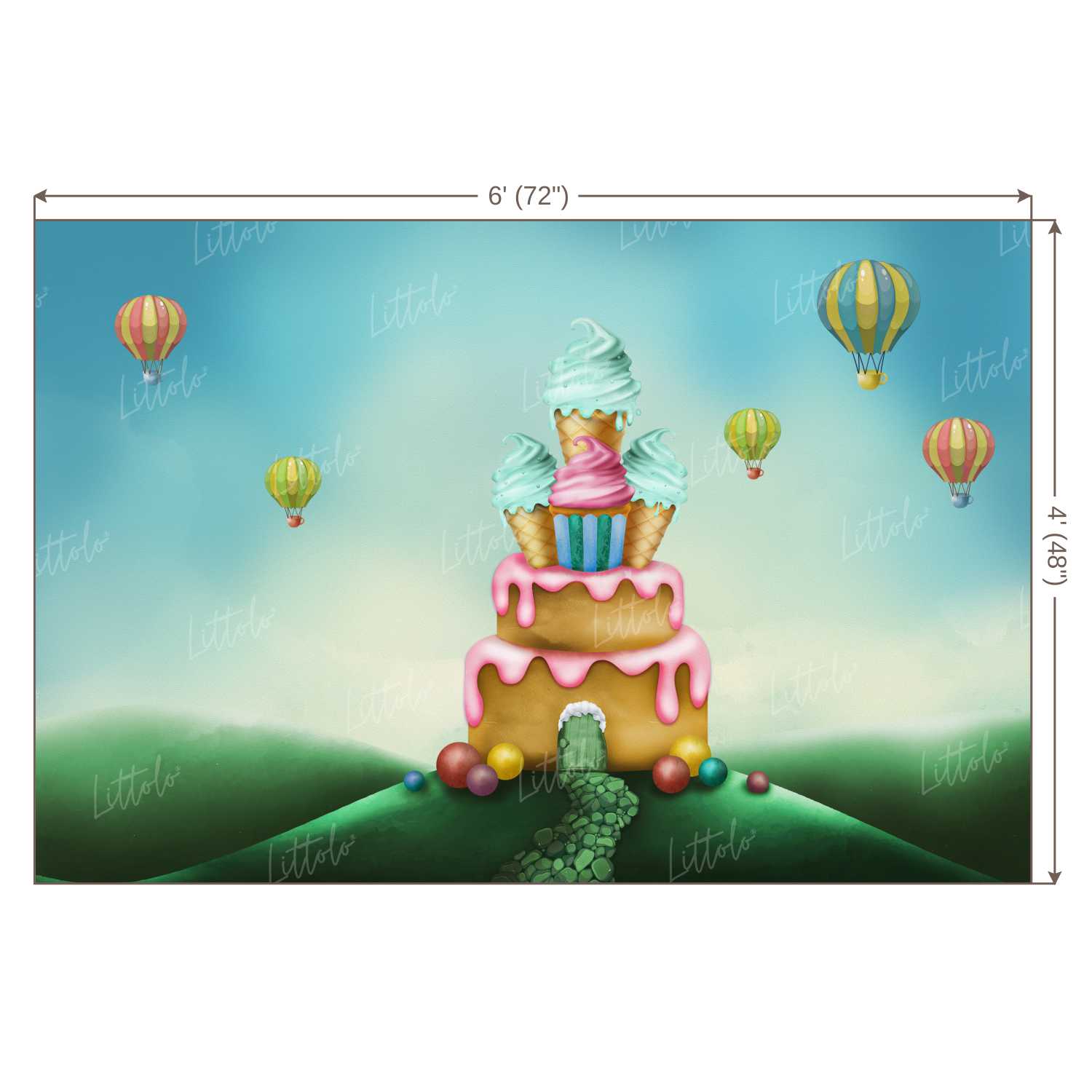 LB0194 Birthday Cake House Theme Backdrop