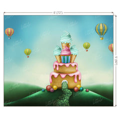 LB0194 Birthday Cake House Theme Backdrop