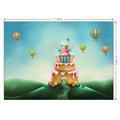 LB0194 Birthday Cake House Theme Backdrop