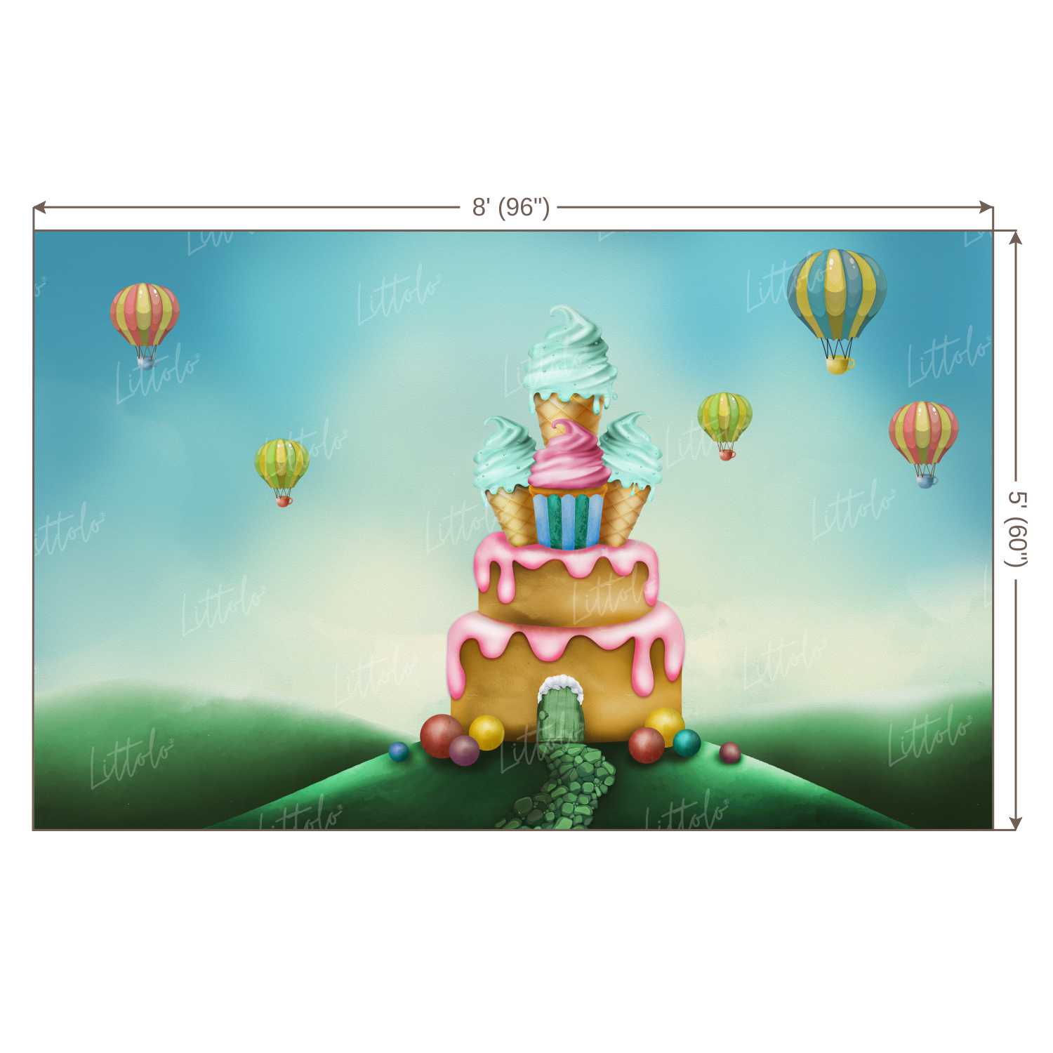 LB0194 Birthday Cake House Theme Backdrop