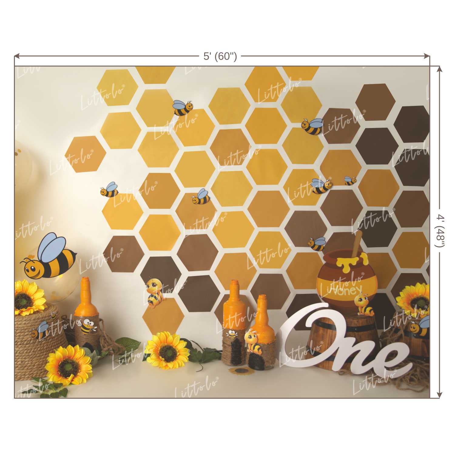 LB0203 Honey Bee Design 2 Theme Backdrop