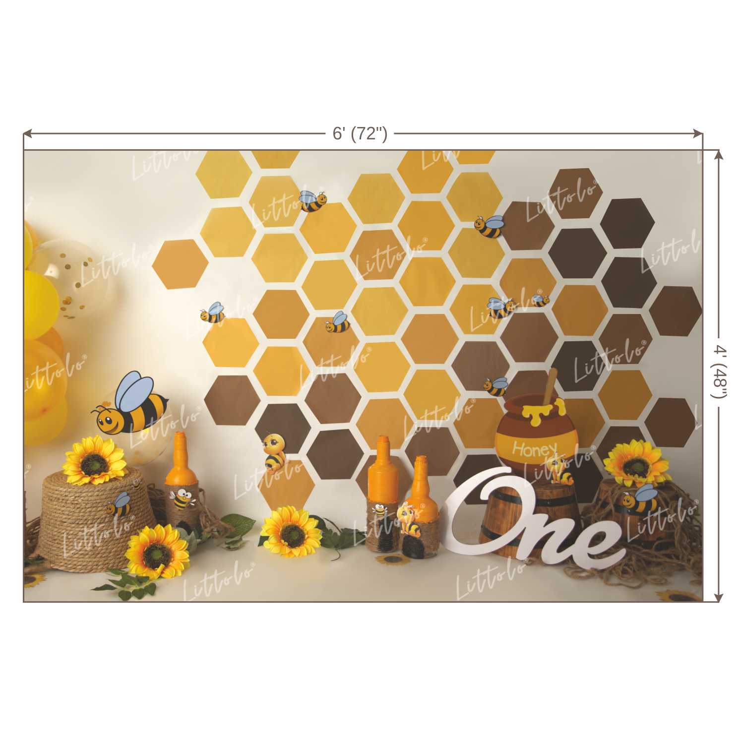 LB0203 Honey Bee Design 2 Theme Backdrop