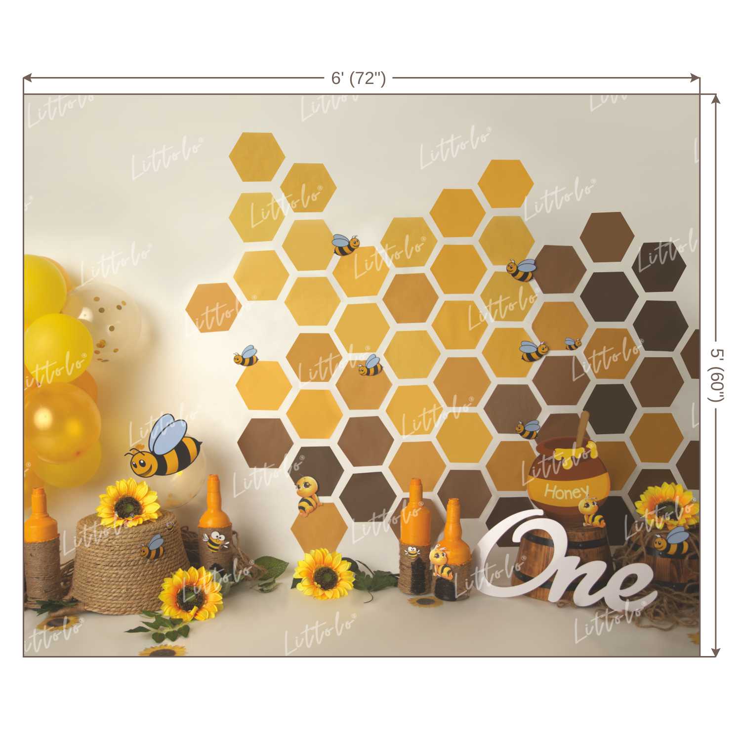 LB0203 Honey Bee Design 2 Theme Backdrop