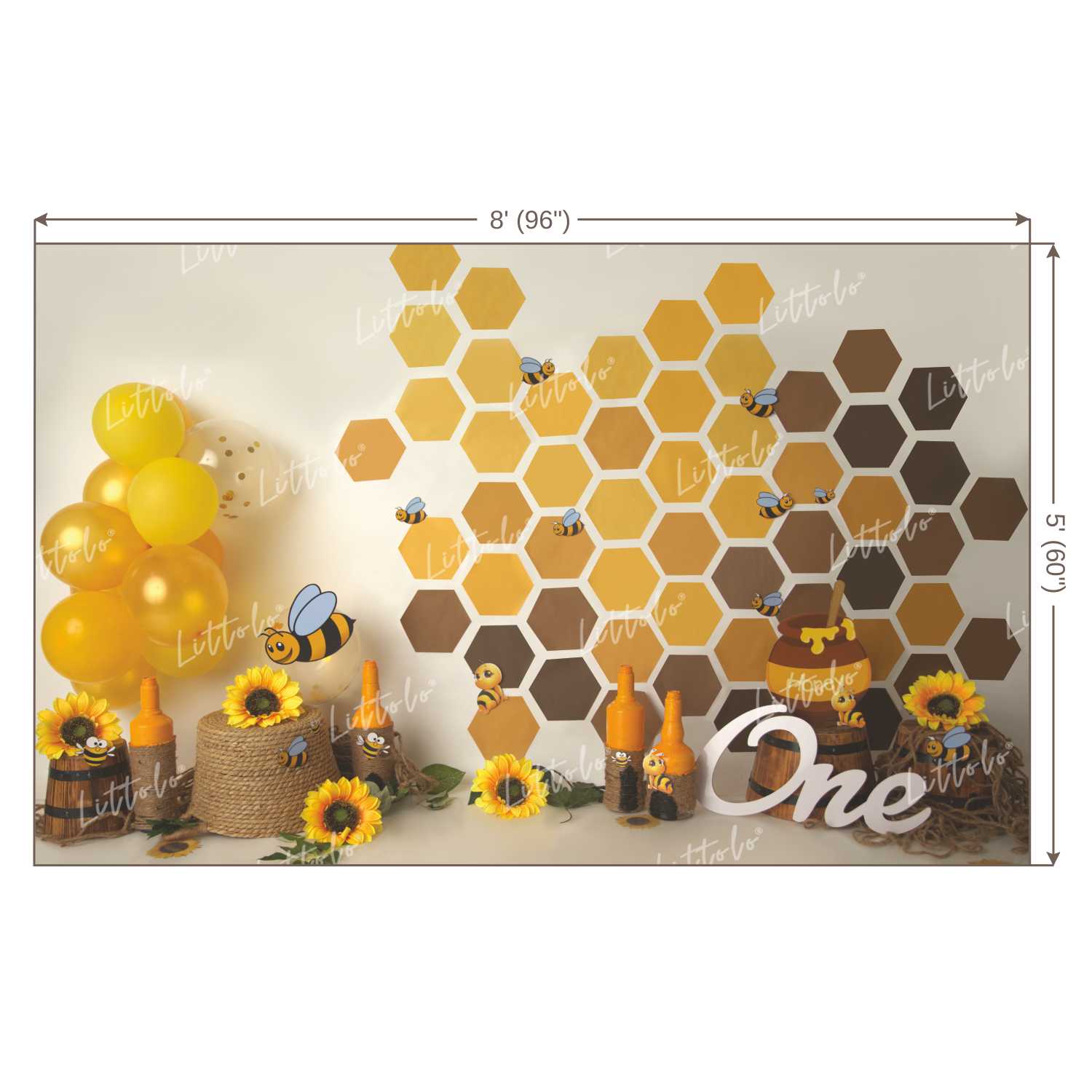 LB0203 Honey Bee Design 2 Theme Backdrop