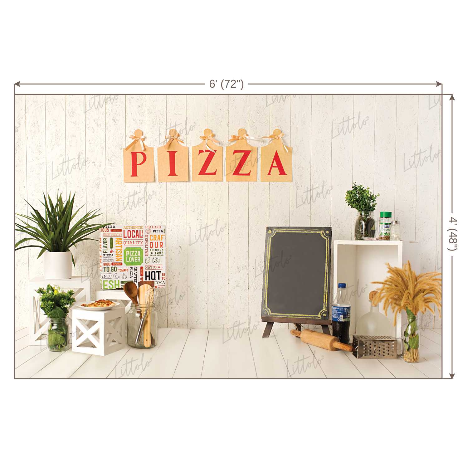 LB0207 Pizza Place Theme Backdrop