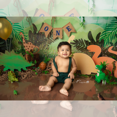 LB0215 Jungle Flamingos Theme Backdrop