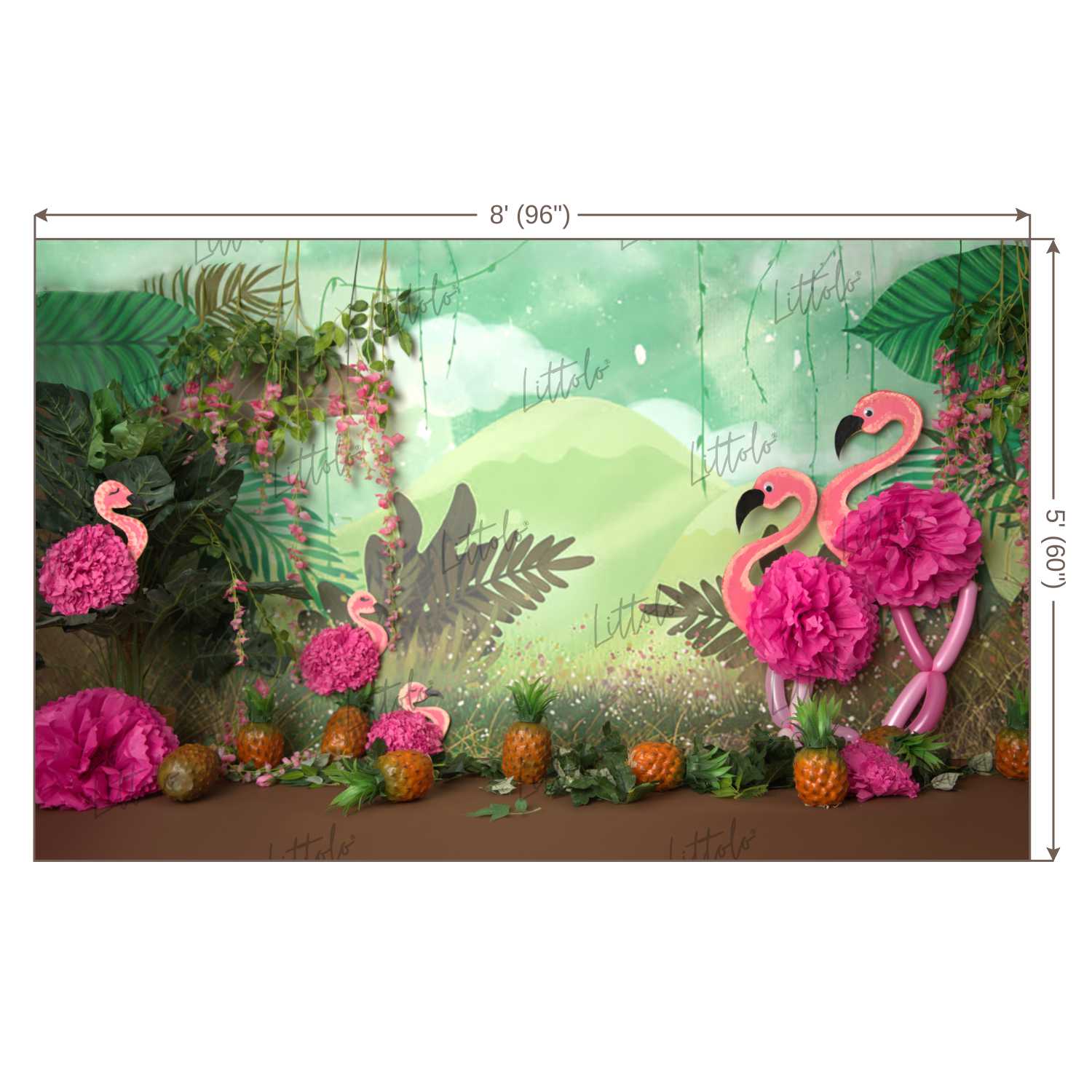 LB0215 Jungle Flamingos Theme Backdrop