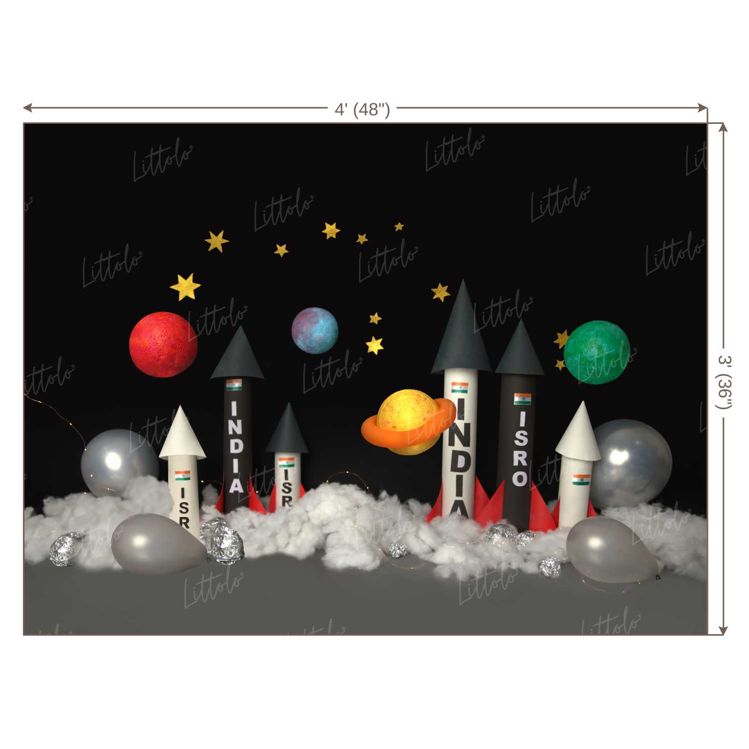 LB0216 Space Rockets Theme Backdrop