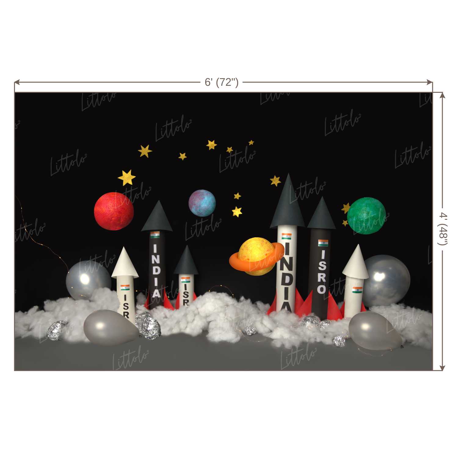 LB0216 Space Rockets Theme Backdrop