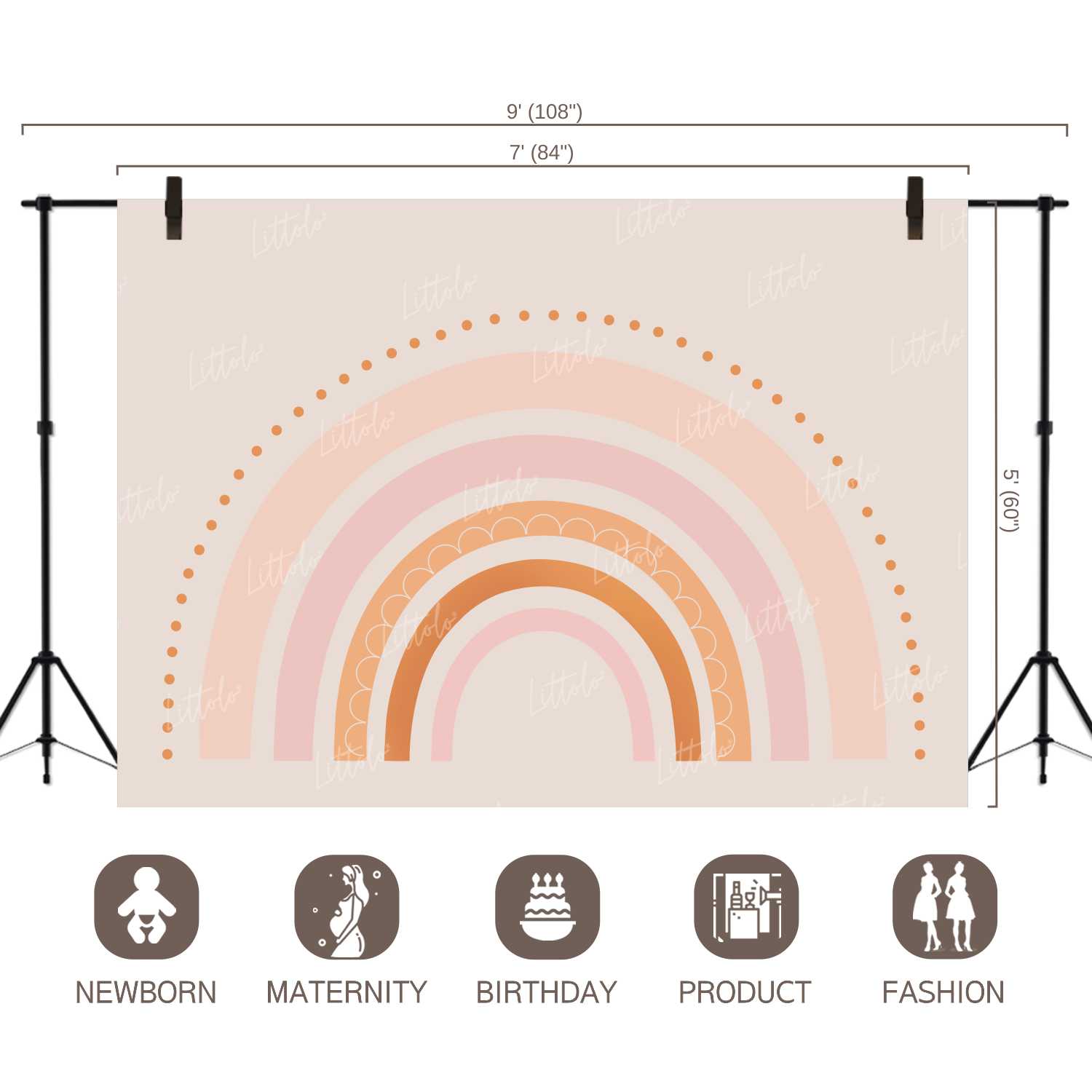 LB0221 Pastel Semi Circles Theme Backdrop