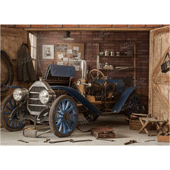 LB0244 Vintage Car Mechanic Theme Backdrop