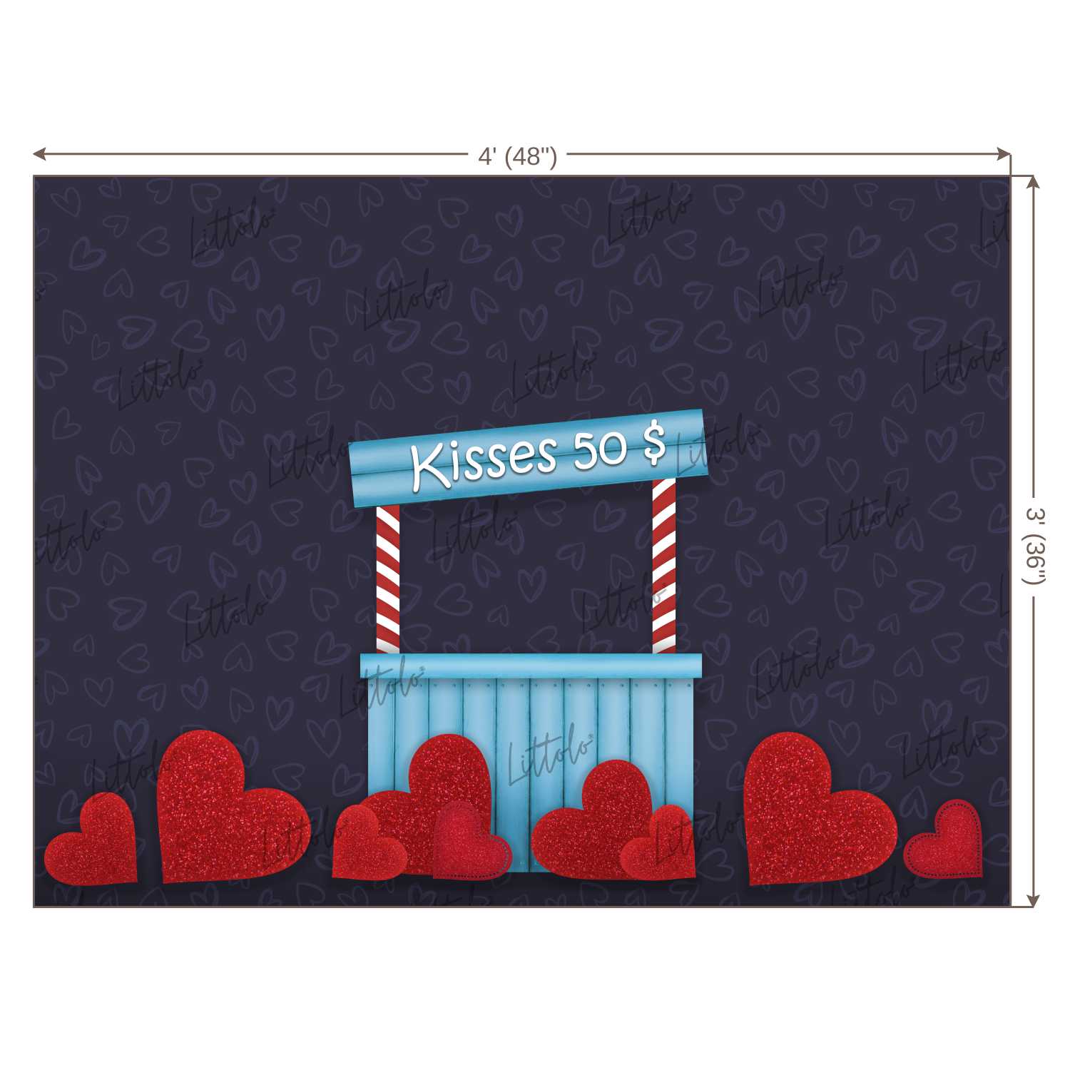 LB0251 Valentine Kissing Booth Festivals and Seasons Backdrop