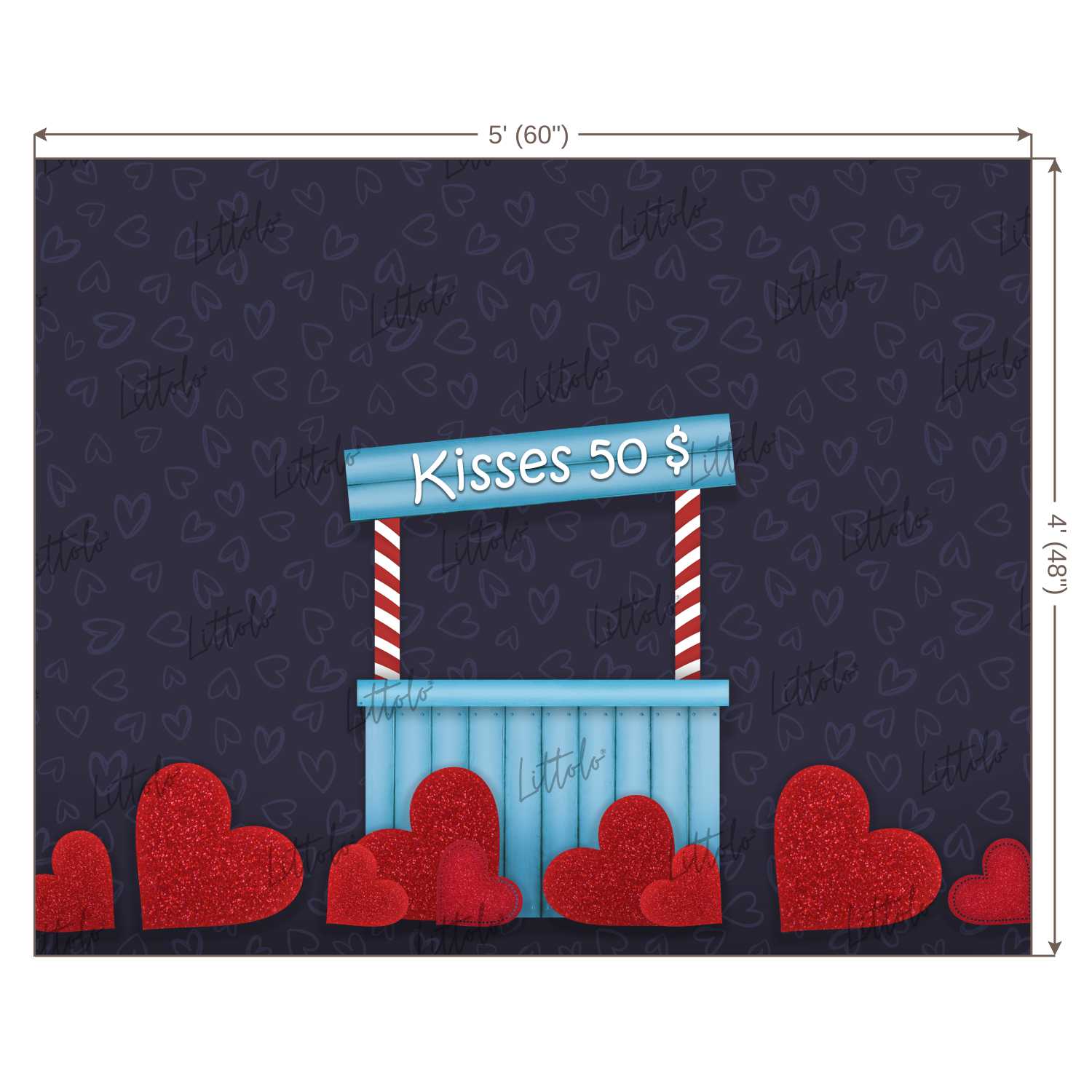 LB0251 Valentine Kissing Booth Festivals and Seasons Backdrop