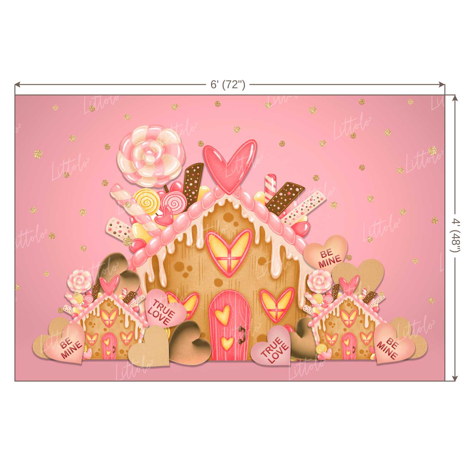 LB0252 Valentine True Love Candy House Festivals and Seasons Backdrop