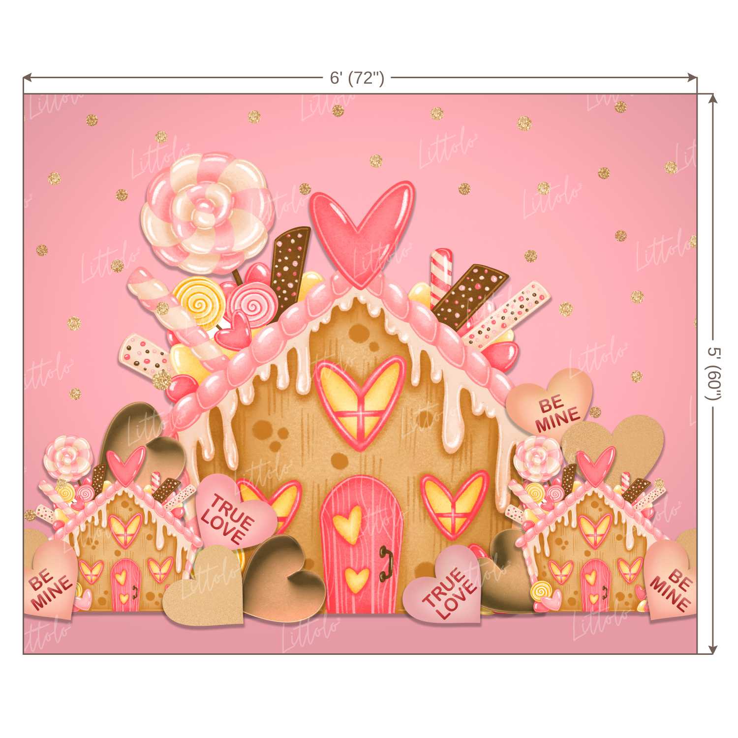 LB0252 Valentine True Love Candy House Festivals and Seasons Backdrop