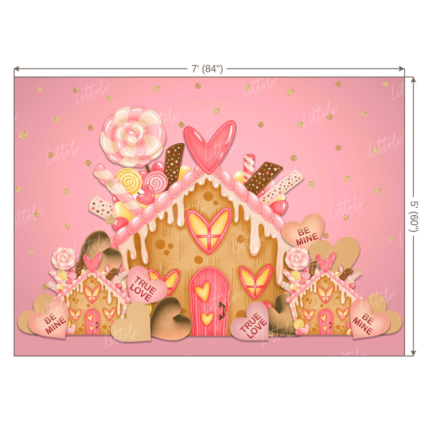 LB0252 Valentine True Love Candy House Festivals and Seasons Backdrop