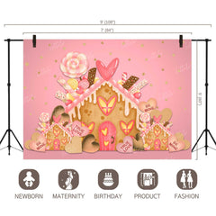 LB0252 Valentine True Love Candy House Festivals and Seasons Backdrop