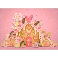 LB0252 Valentine True Love Candy House Festivals and Seasons Backdrop