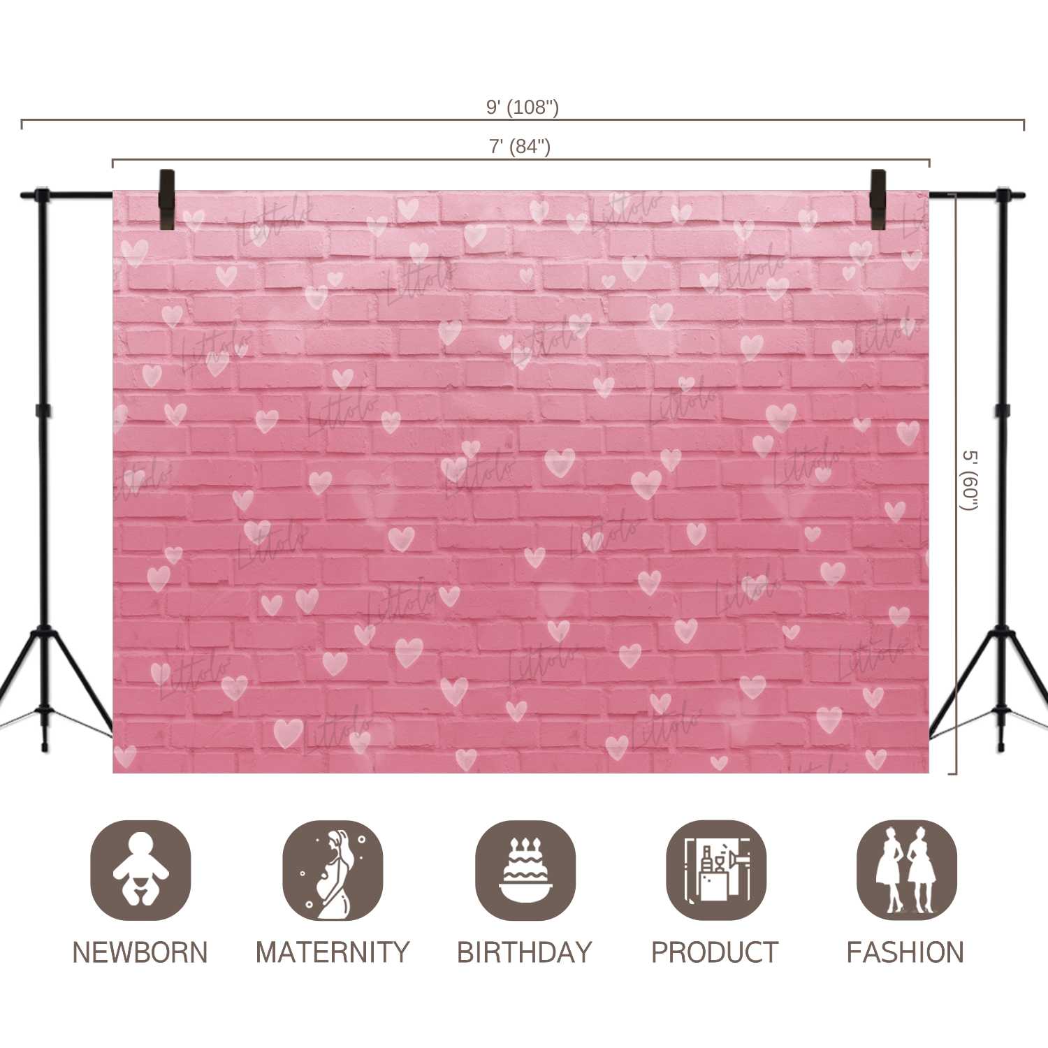 LB0265 Valentine Bricks Wall Festivals and Seasons Backdrop |