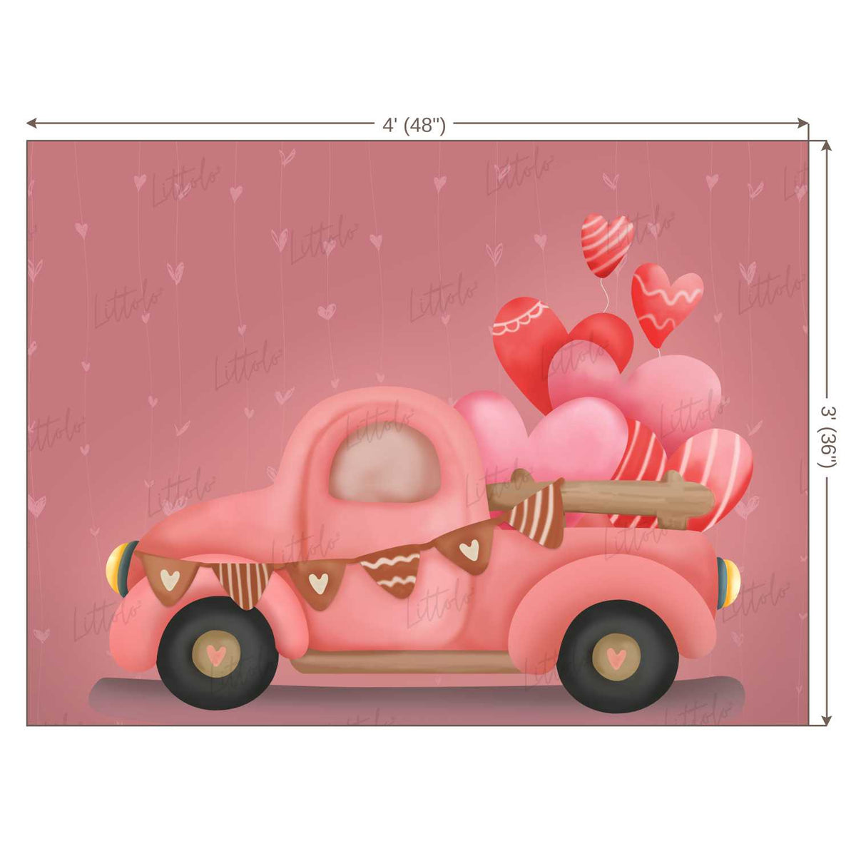 LB0266 Valentine Hearts Love Truck Festivals and Seasons Backdrop |