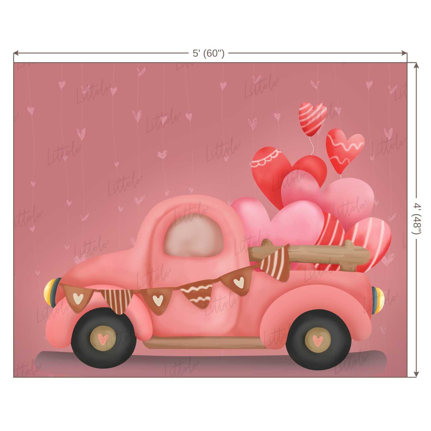 LB0266 Valentine Hearts Love Truck Festivals and Seasons Backdrop |