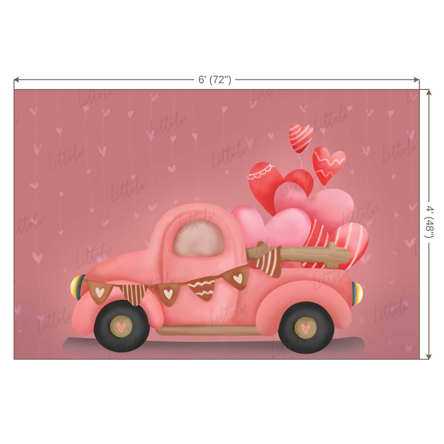 LB0266 Valentine Hearts Love Truck Festivals and Seasons Backdrop |