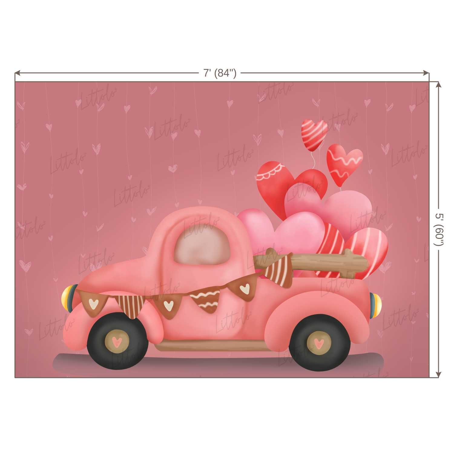 LB0266 Valentine Hearts Love Truck Festivals and Seasons Backdrop |