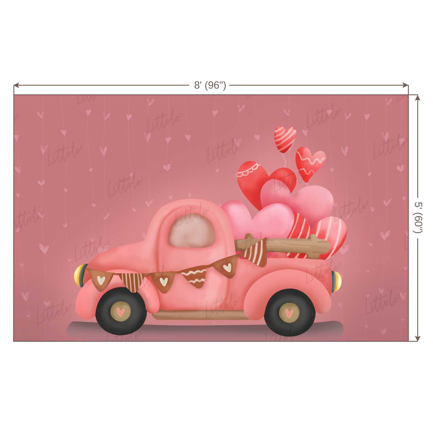 LB0266 Valentine Hearts Love Truck Festivals and Seasons Backdrop |