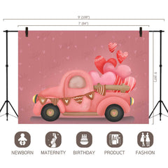 LB0266 Valentine Hearts Love Truck Festivals and Seasons Backdrop |