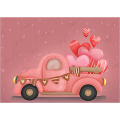 LB0266 Valentine Hearts Love Truck Festivals and Seasons Backdrop |