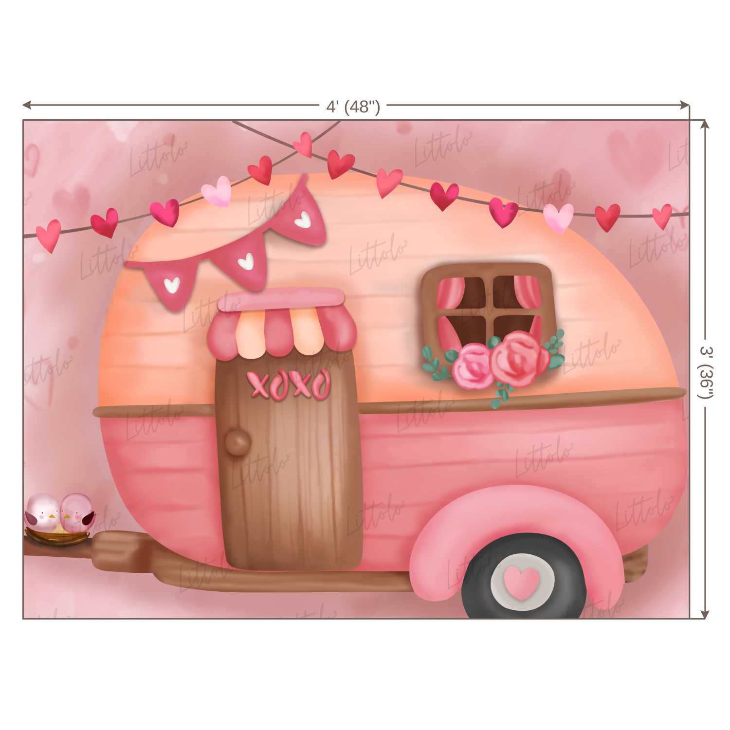 LB0267 Valentine XOXO Camper RV Festivals and Seasons Backdrop