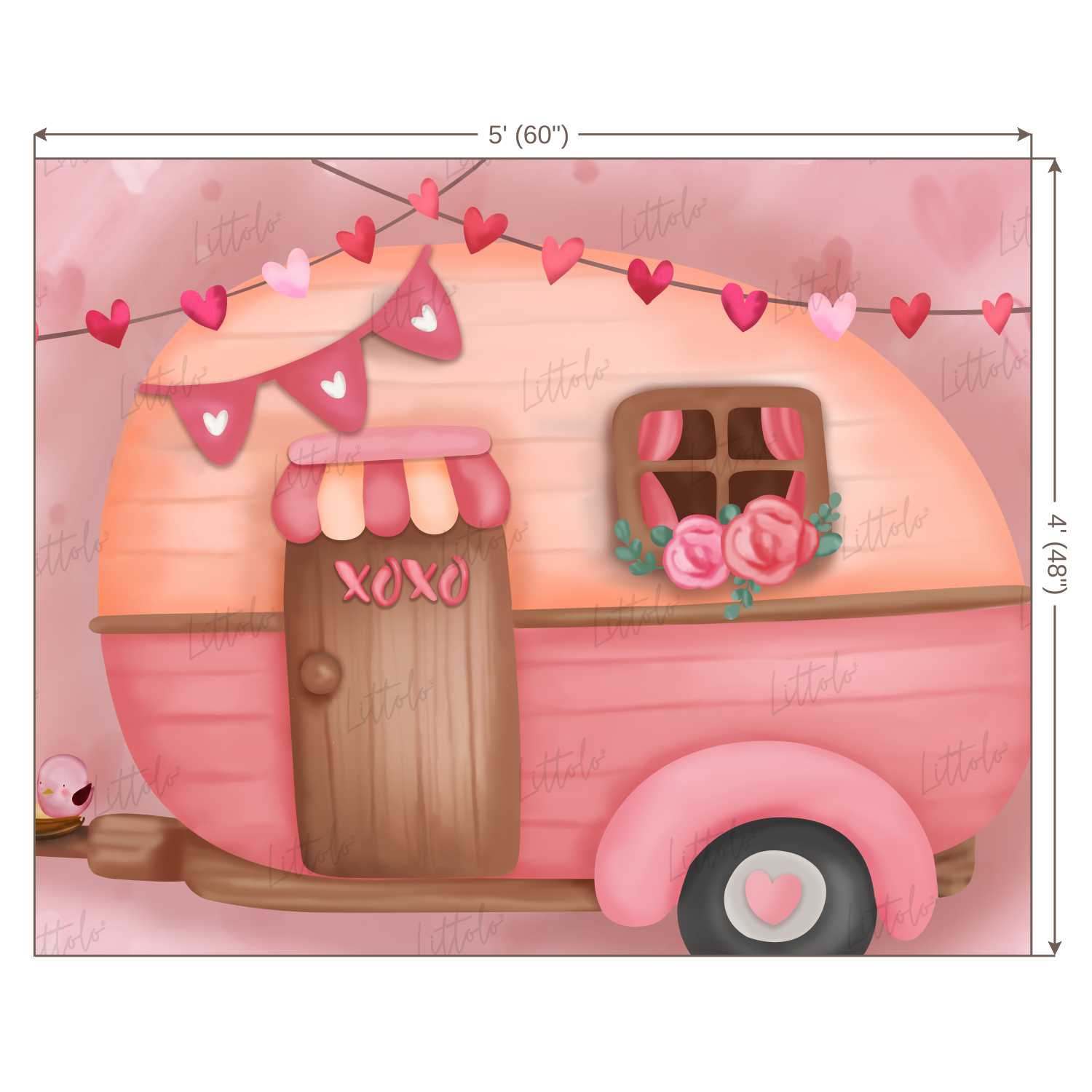 LB0267 Valentine XOXO Camper RV Festivals and Seasons Backdrop