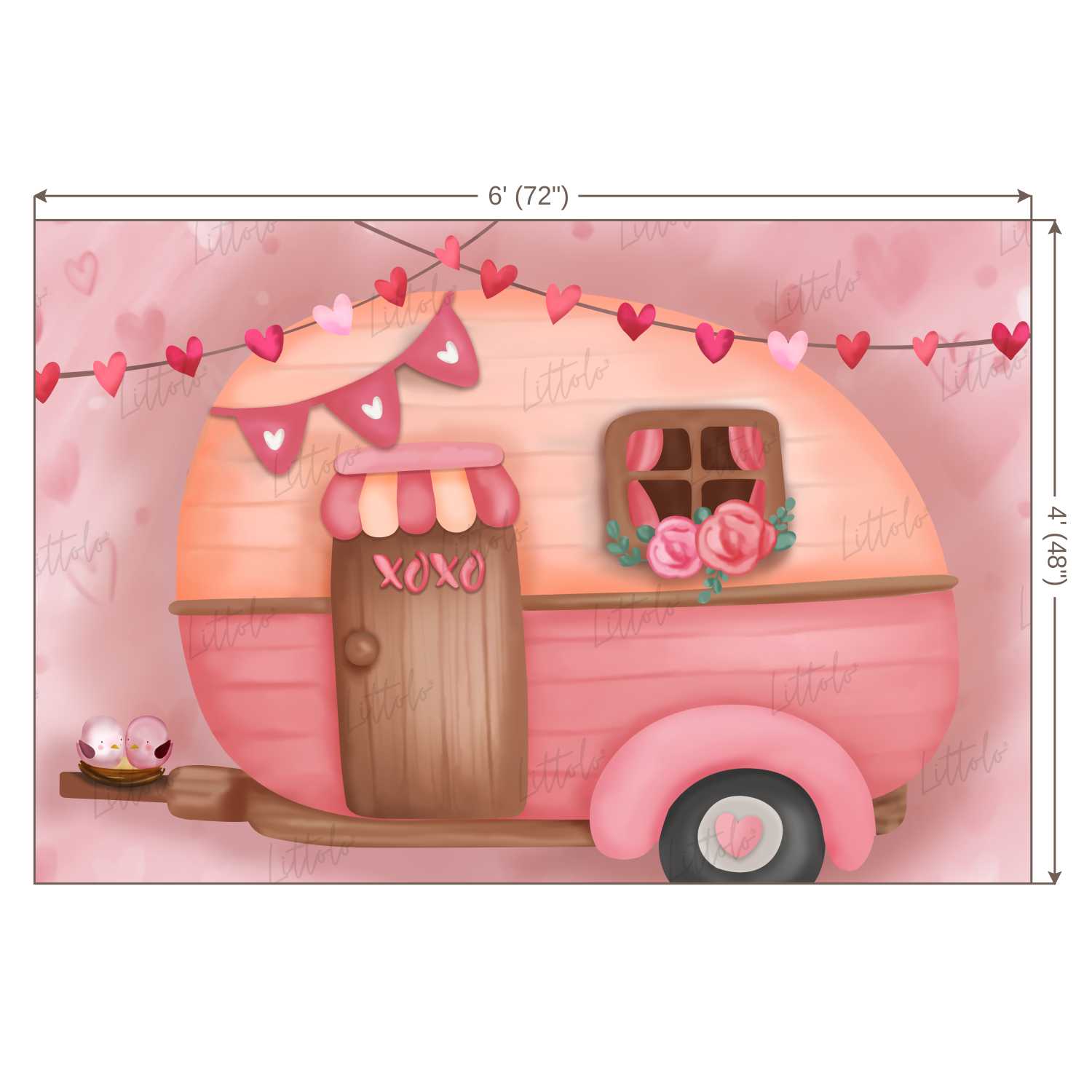 LB0267 Valentine XOXO Camper RV Festivals and Seasons Backdrop