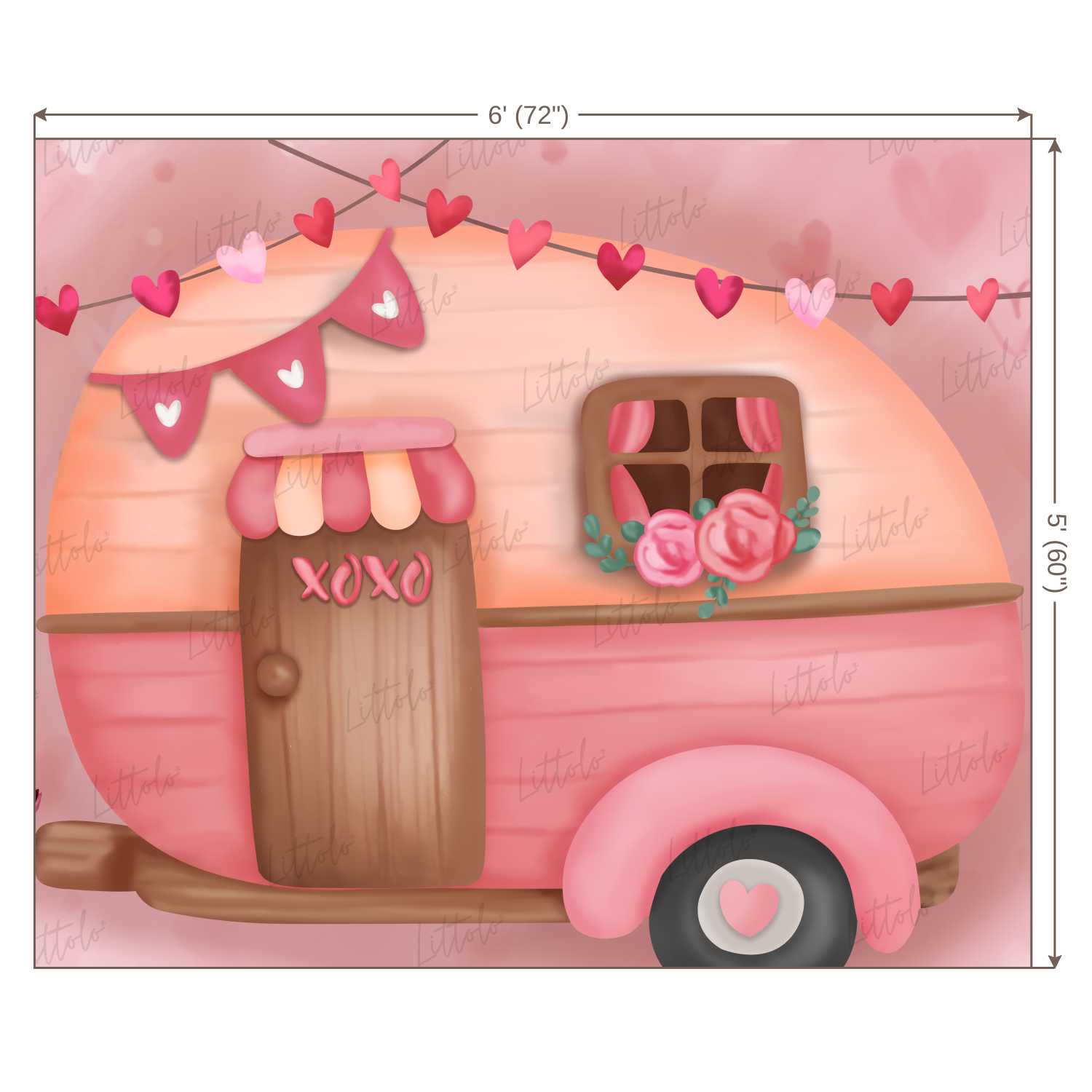 LB0267 Valentine XOXO Camper RV Festivals and Seasons Backdrop