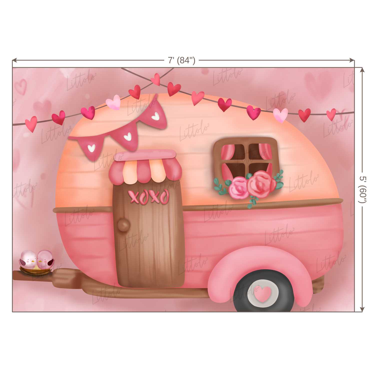 LB0267 Valentine XOXO Camper RV Festivals and Seasons Backdrop