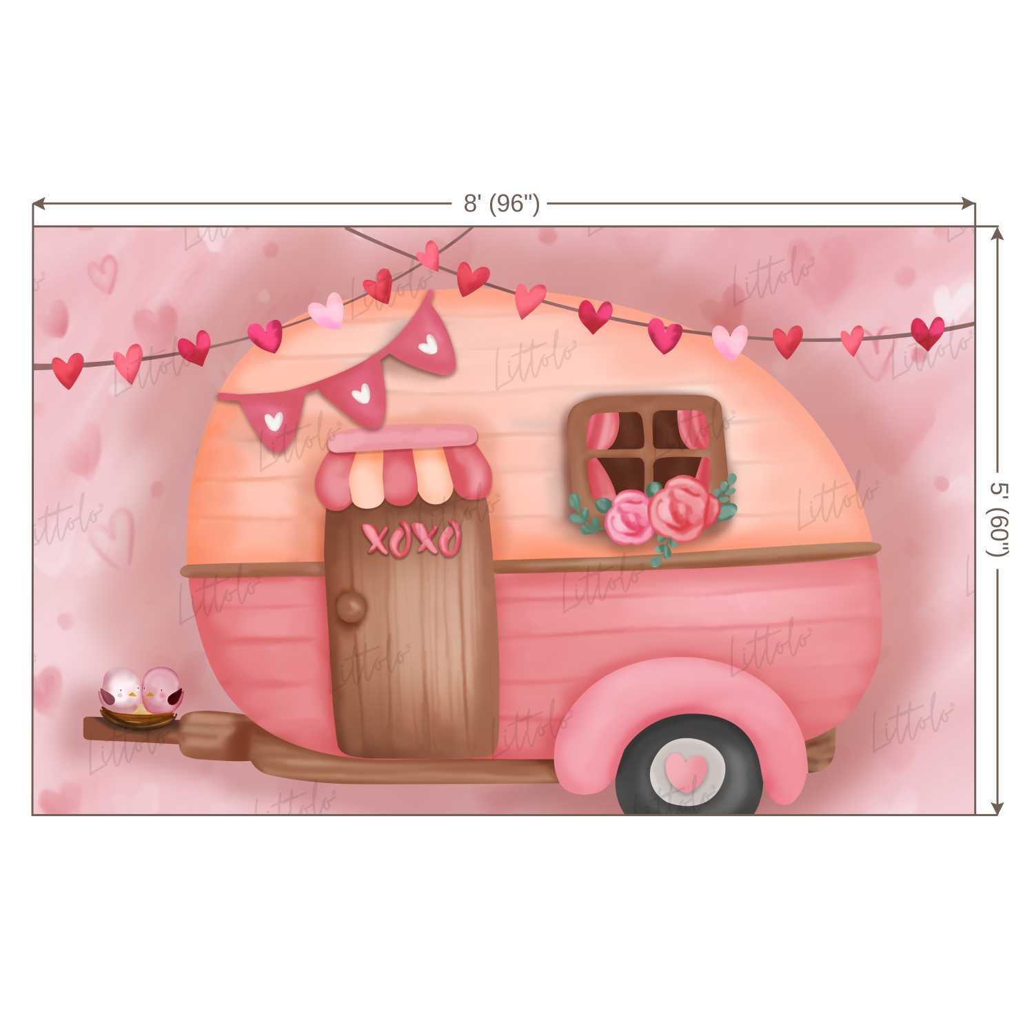 LB0267 Valentine XOXO Camper RV Festivals and Seasons Backdrop