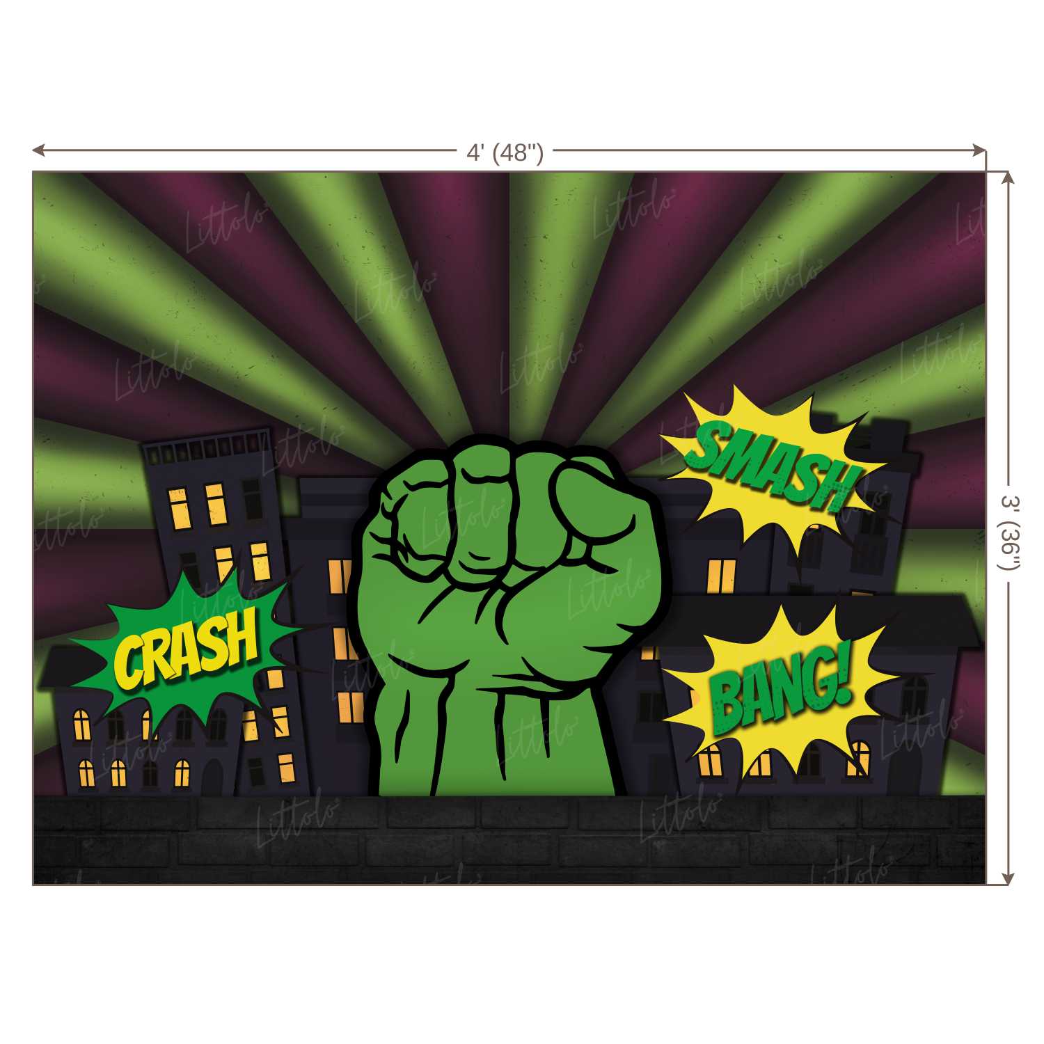 LB0269 Super Hero Fist Smash Crash Bang Theme Backdrop