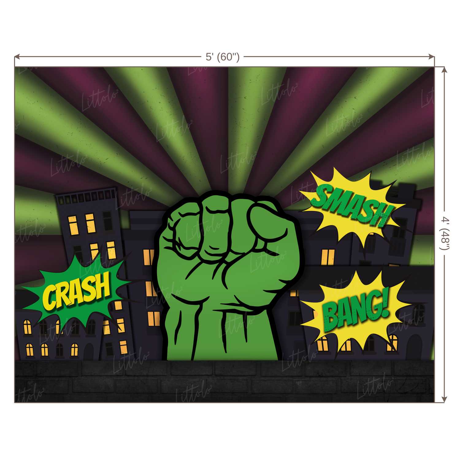 LB0269 Super Hero Fist Smash Crash Bang Theme Backdrop