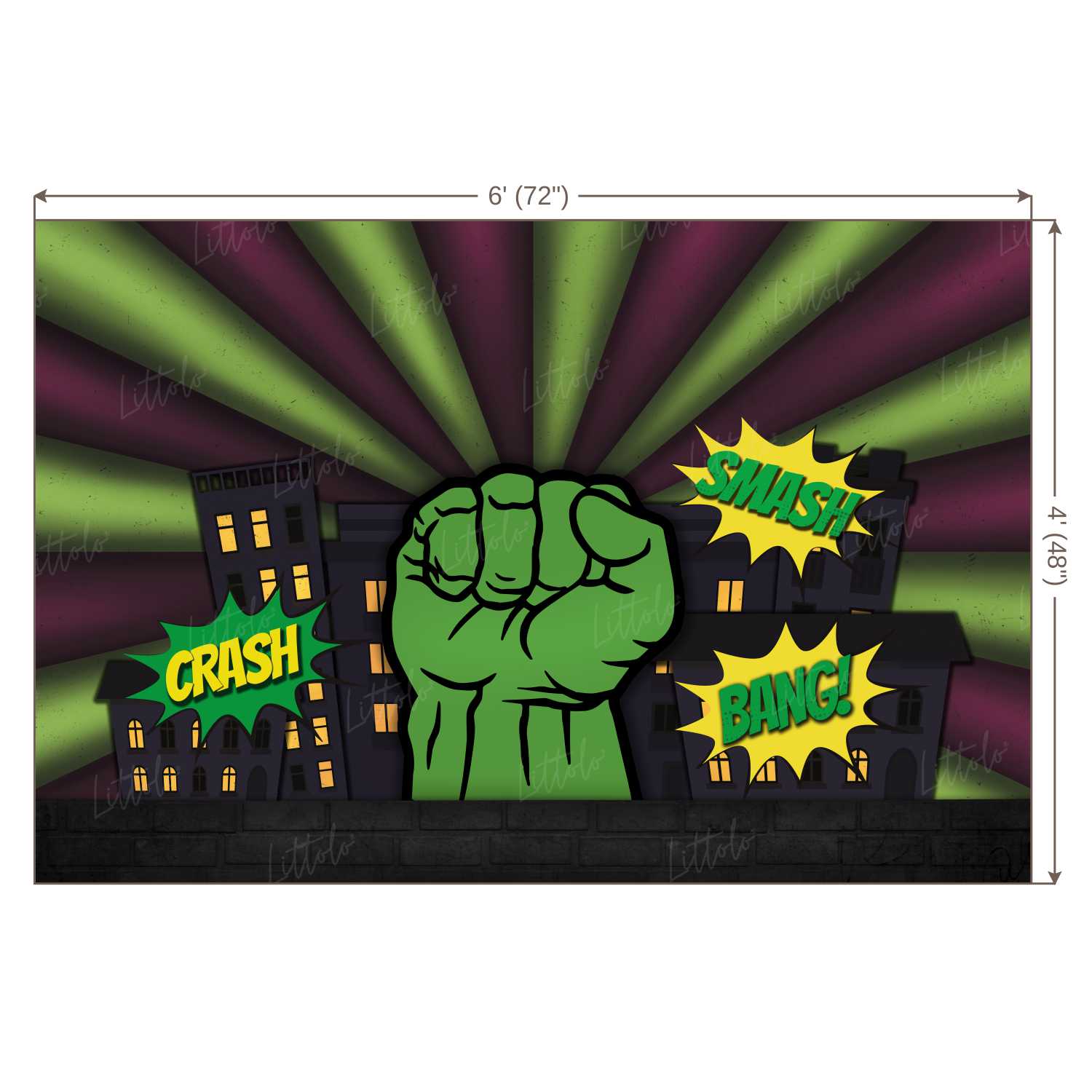 LB0269 Super Hero Fist Smash Crash Bang Theme Backdrop