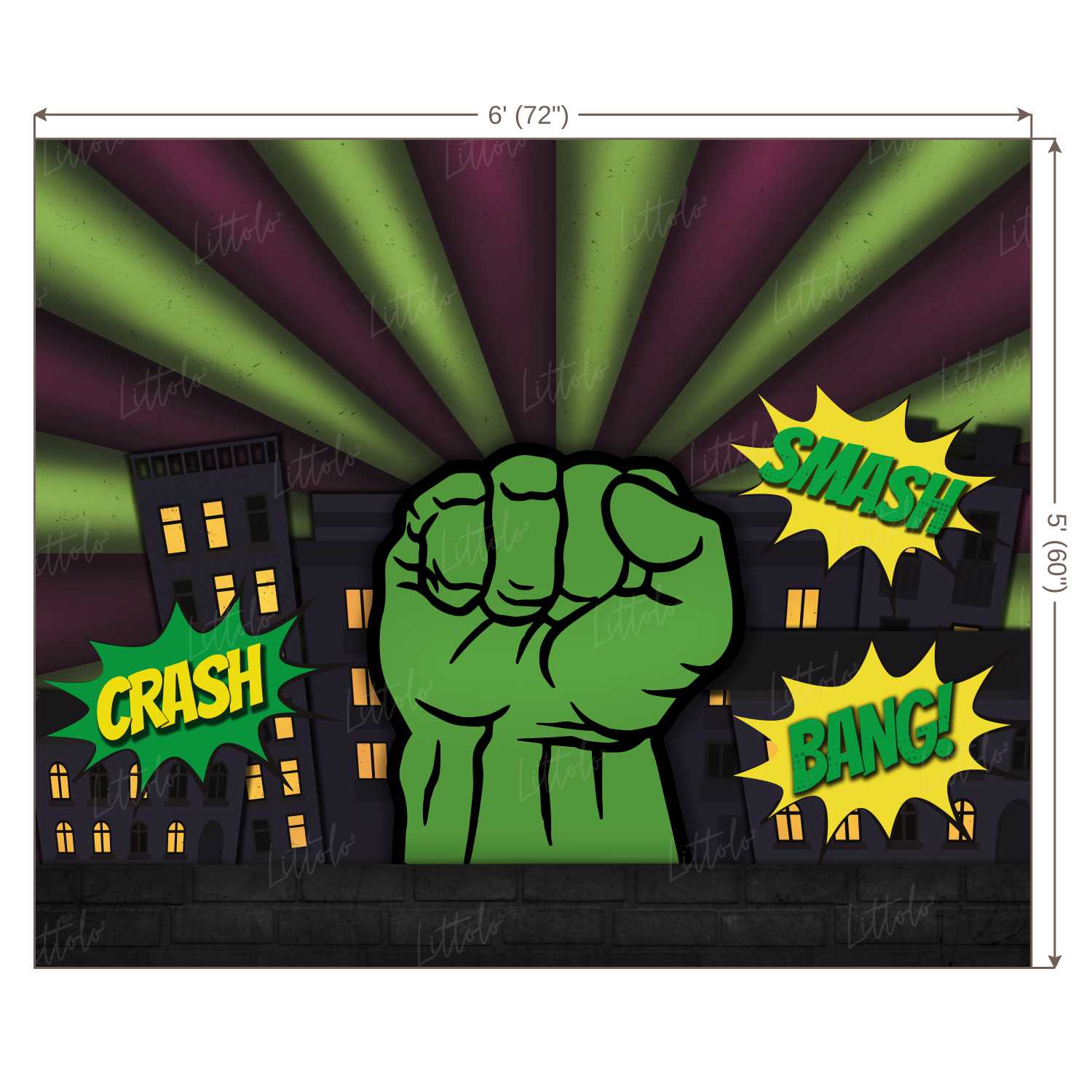 LB0269 Super Hero Fist Smash Crash Bang Theme Backdrop