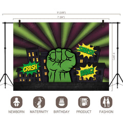 LB0269 Super Hero Fist Smash Crash Bang Theme Backdrop