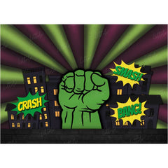 LB0269 Super Hero Fist Smash Crash Bang Theme Backdrop