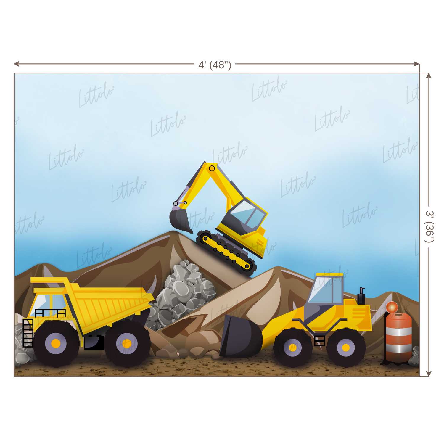 LB0270 Construction Digger Machines Theme Backdrop