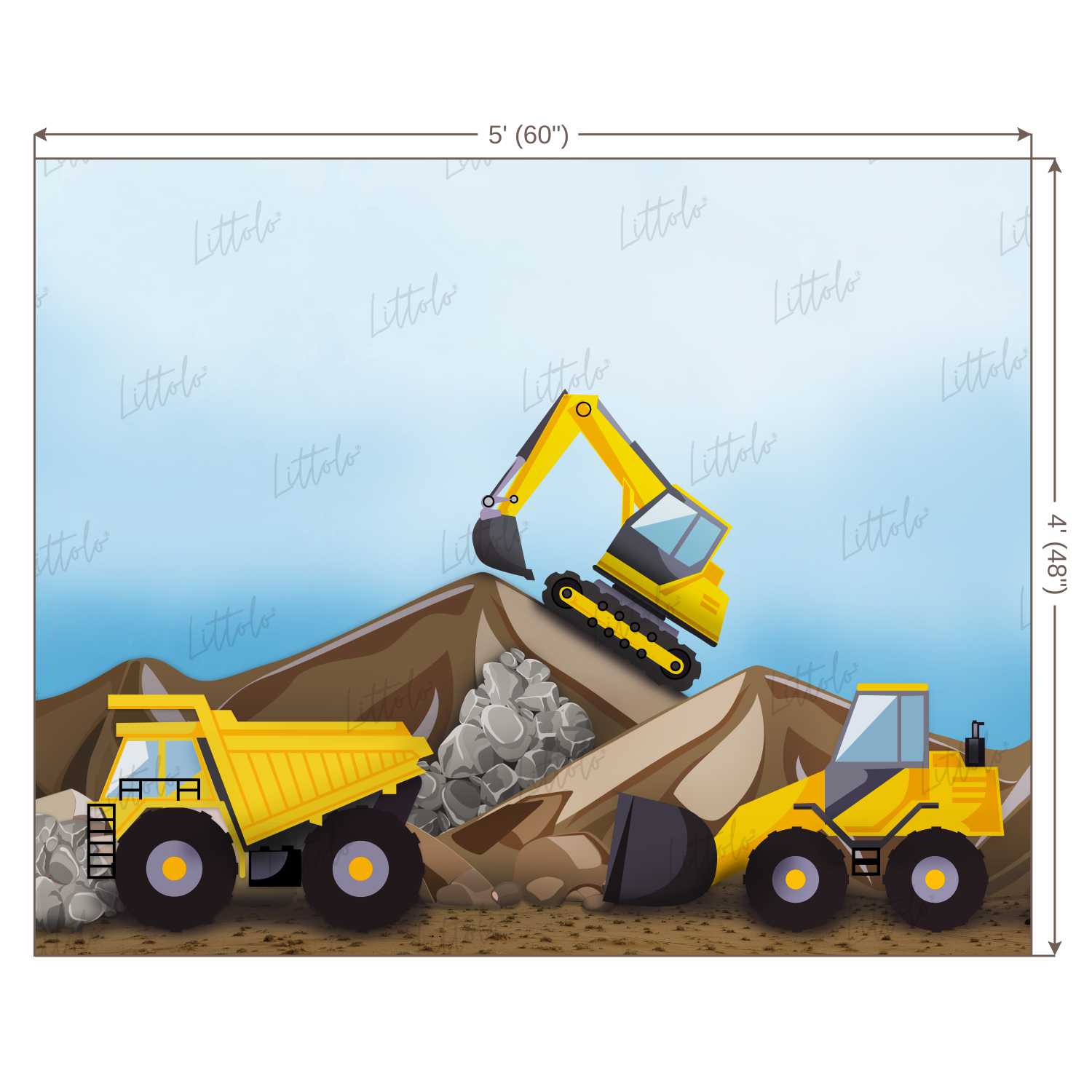 LB0270 Construction Digger Machines Theme Backdrop