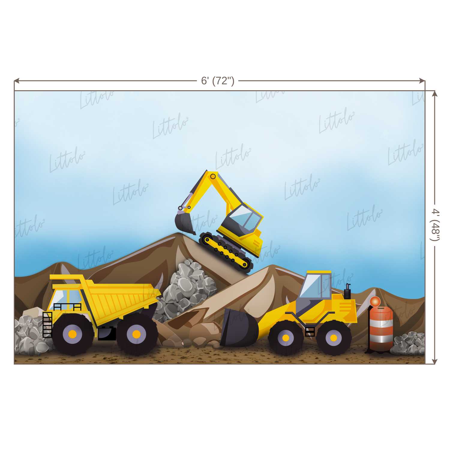 LB0270 Construction Digger Machines Theme Backdrop